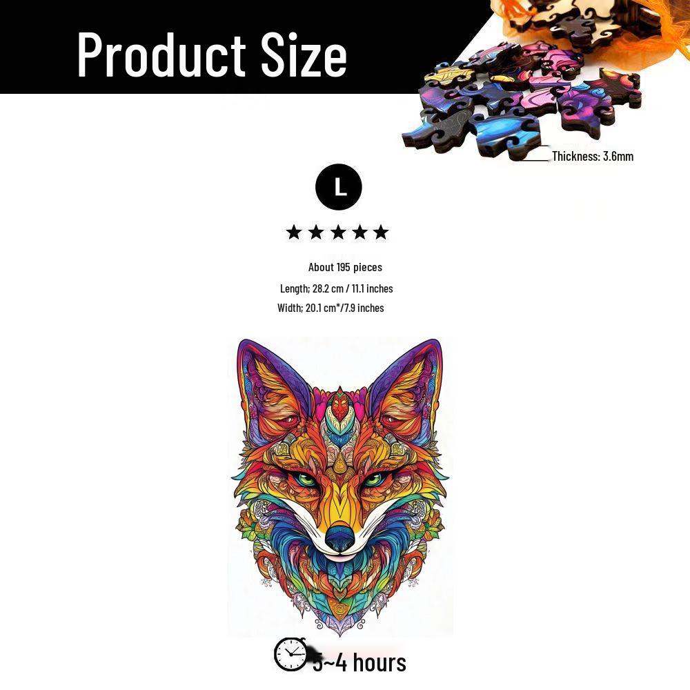 HOOLOOG Fox Puzzle: Wooden Irregular Interlocking Toy, Decorative Painting, Educational Gift, and Piggy Bank.