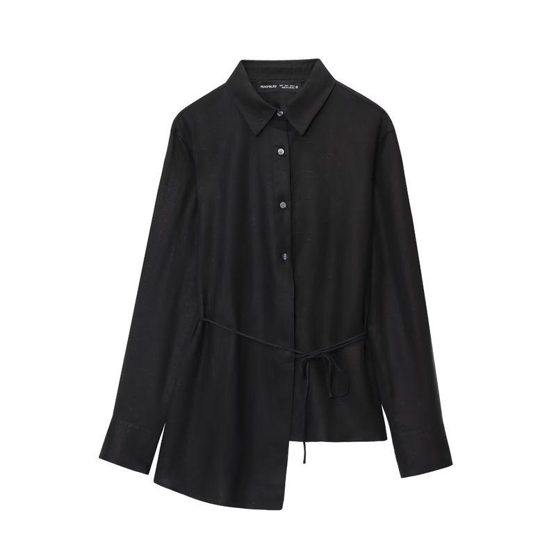 Kaslead New Women Clothes Western Style Fashion Simple Long Sleeve Asymmetric Hem Shirts 126984800