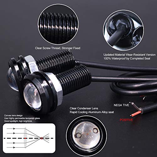 X-STYLE LED Daylight 18mm Eagle Eye Spotlight Bolt Type Large Ball Scale Waterproof High Brightness Recessed Type 12V Only Set of 4 (Blue)