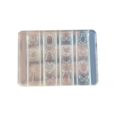 Silicone Nail Art Mold For 3D Embossed Designs With Frame Bowknot Butterfly Patterns Reusable DIY Craft Accessories