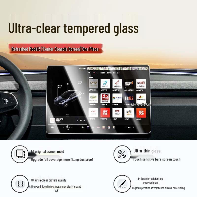 Tesla Model 3/Y Displayschutzfolie - Gehärtetes Glas für das Mittelkonsolen-Display
