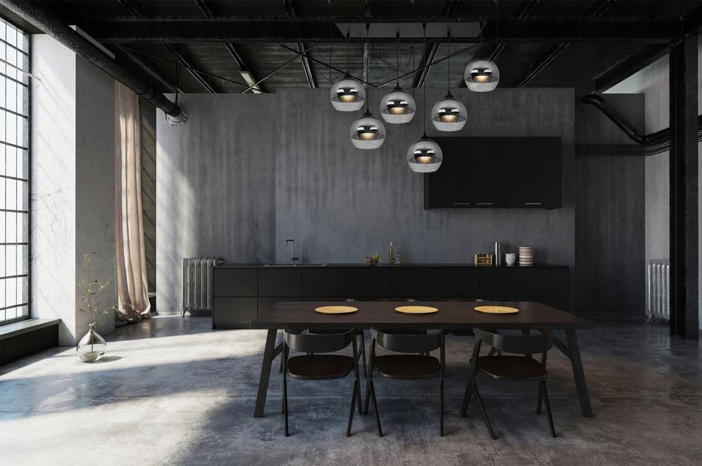 ELEGANT HANGING LAMP, GLASS LAMP, CHROME LED