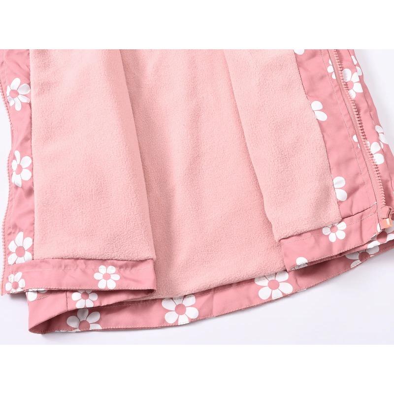 Autumn Girls Jacket Floral Fashion Windbreaker Coat Hooded Zipper Girls Outerwear Gifts Kids Clothes