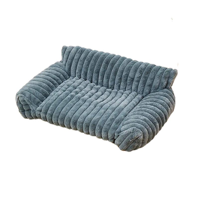 All-Season Striped Rabbit Fur Pet Bed: Winter Warm Sofa for Cats & Dogs