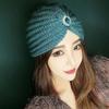 WTEMPO Women's Cold-proof Autumn Winter Solid Color Large Size Woolen Hats Soft Windproof Casual Warm Knitted Flower Hats