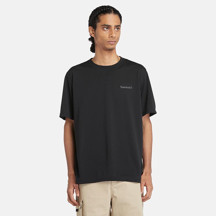 Timberland UV Protection Quick-Dry Printed Short Sleeve T-Shirt Men Tops Black A5YZ7-001