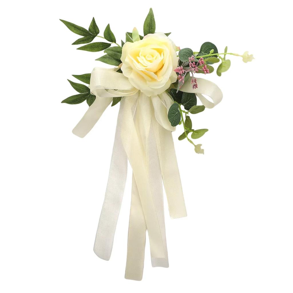 Forest Chair Back Flower Banquet Decoration Wedding Celebration Aisle Pew Flowers Floral Arrangement Silk Cloth Floral Plant