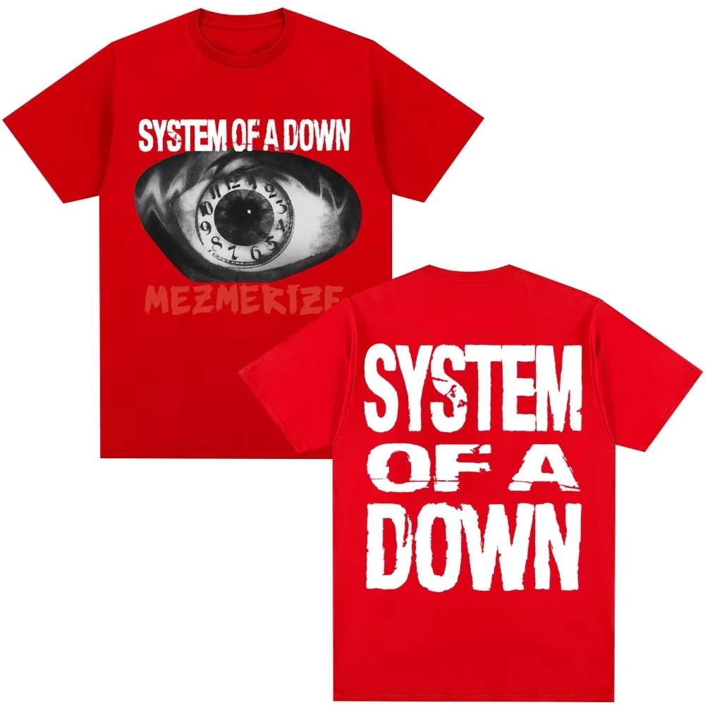 System of a Down Mezmerize Album Eye Clock Graphic T-Shirt, Unisex Rock Streetwear Casual Cotton T-shirt