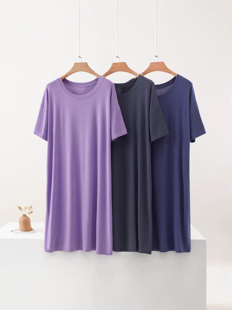 Women's Plus Size Short Sleeve Loose Sleepwear Dress