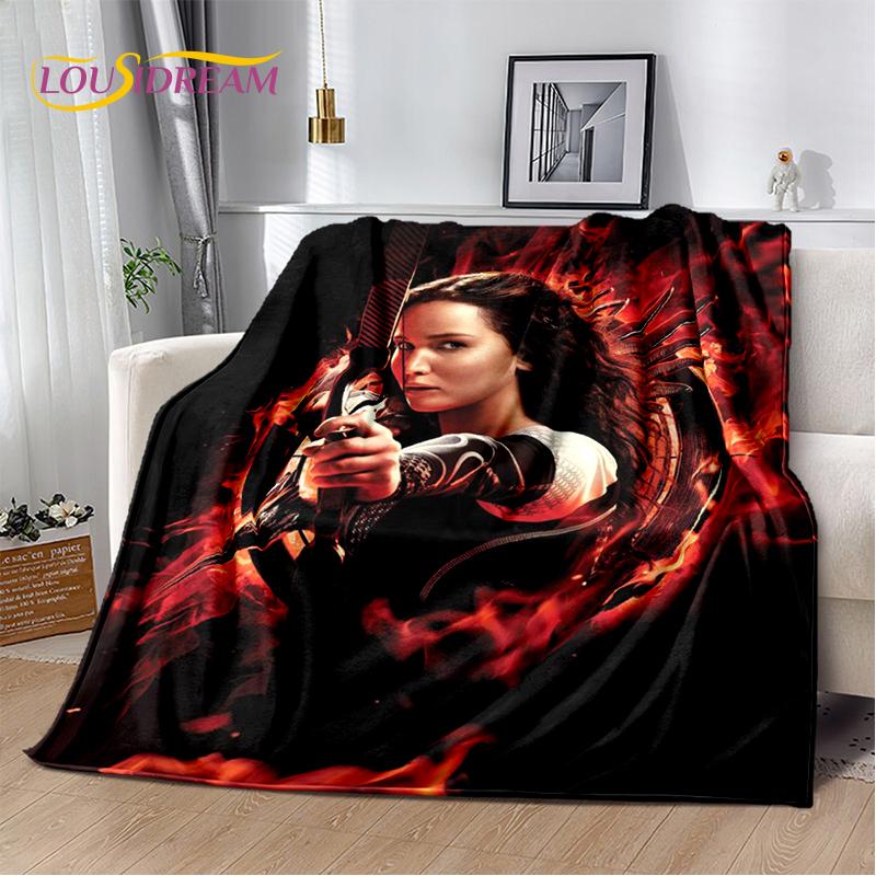 3D Dřevěná deka s postavou lukostřelce z filmu Hunger Games, měkká flanelová deka na postel, do ložnice, na pohovku, na piknik, přehoz na přikrytí venku