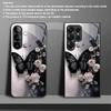 Custodia in vetro per telefono con motivo a farfalla nera adatta per Samsung Galaxy S26 S25 S24 S23 S22 S21 S20 FE/Ultra/Plus