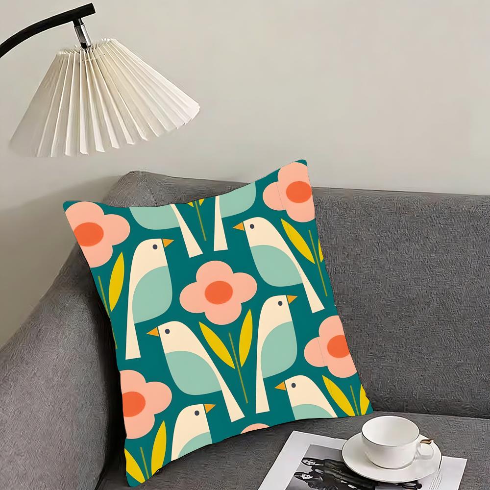 Aesthetic Art O-Orla Kiely Flower Stem Cushion Cover Reversible Plush Pillow Cover – For Car, Sofa, Bedroom, Perfect As a Gift.