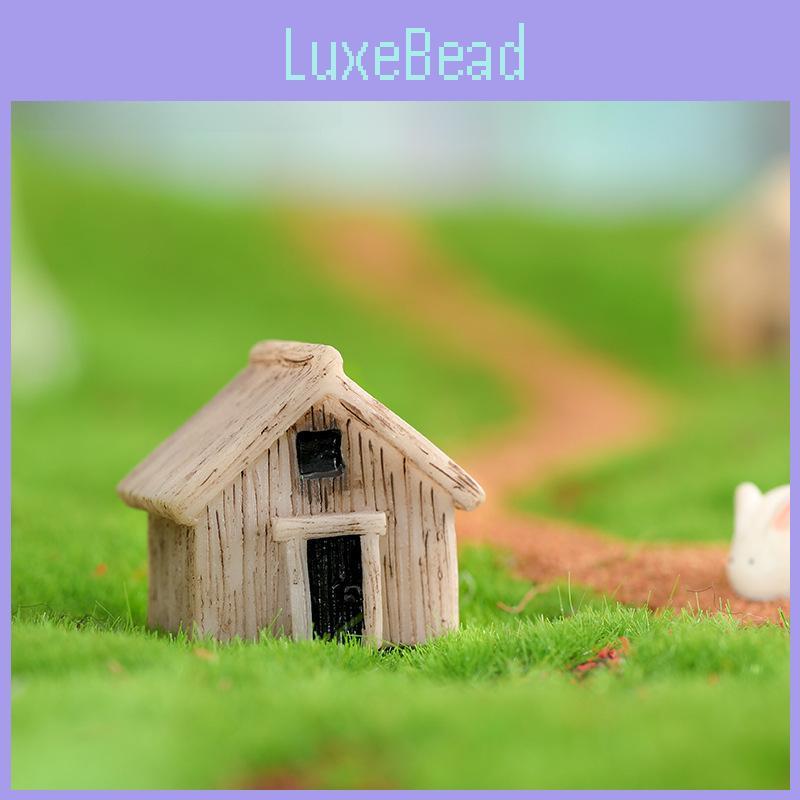 Charmantes Harzmoos Mikro-Landschaft Dekor Gelb und Grau Holzhaus DIY Ornament