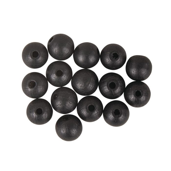 FSC 100% Drilled Wooden Balls, Matt, Ø 10mm, Black, 35 Pcs