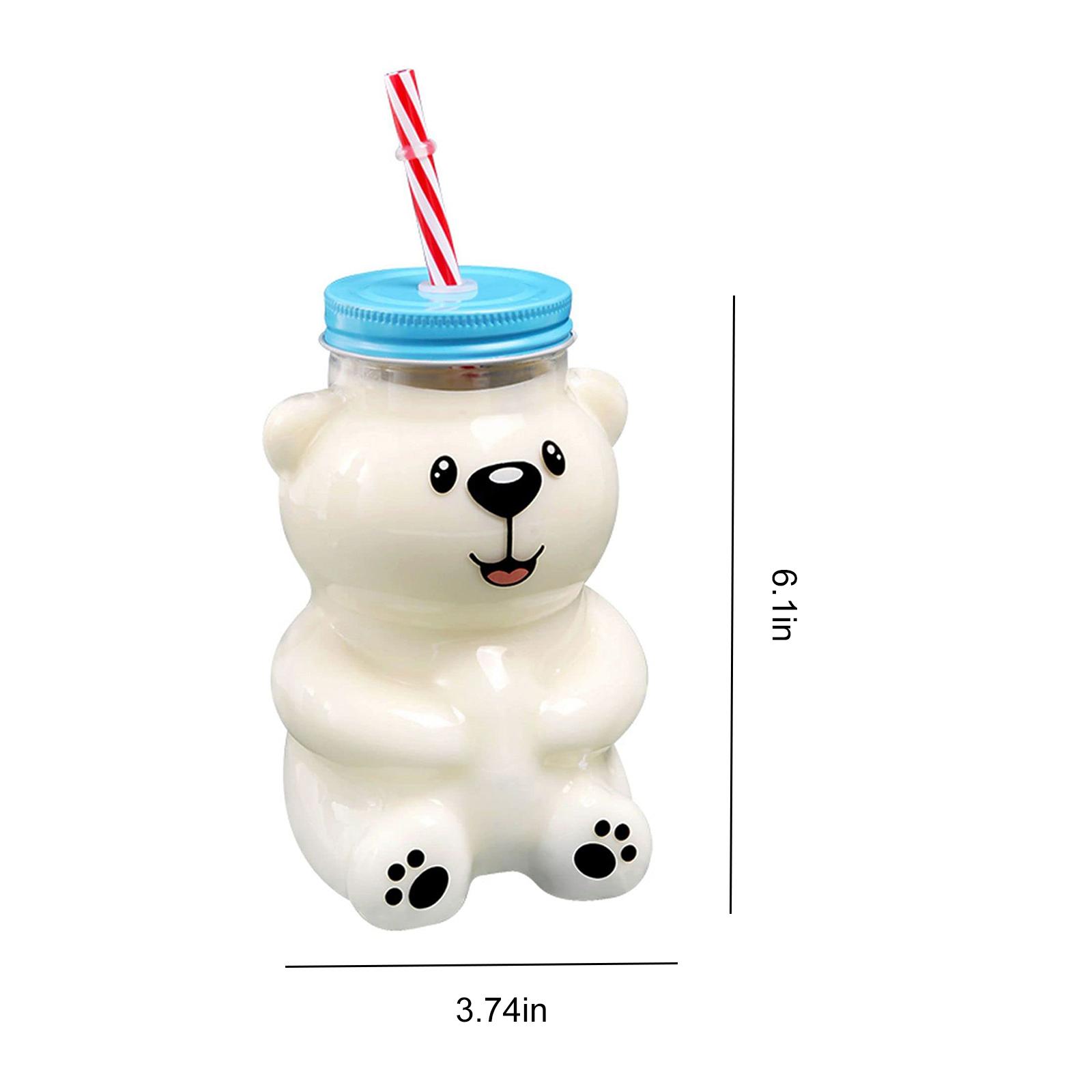 

Fashionable Christmas Bear Shaped Glass Cup, Green Knitted Lid And Striped Straw, Transparent Container, Perfect Holiday Gifts as show