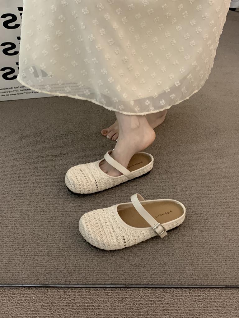 Weaving Gentle Evening Breeze Platform Bohemian Boken Shoes Women's Outer Wear Spring and Summer Vacation Mary Jane Semi-Tow Shoes