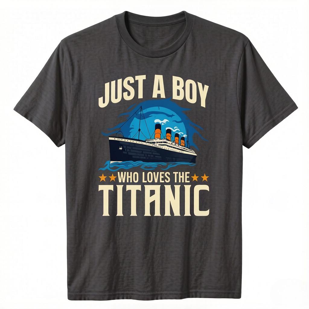 

Boys Who Just Love The RMS Titanic TShirt Kids Fashion Sons Birthday Anniversary Gift Old Cruise Vessels Vintage Saying Tee Top 4XL