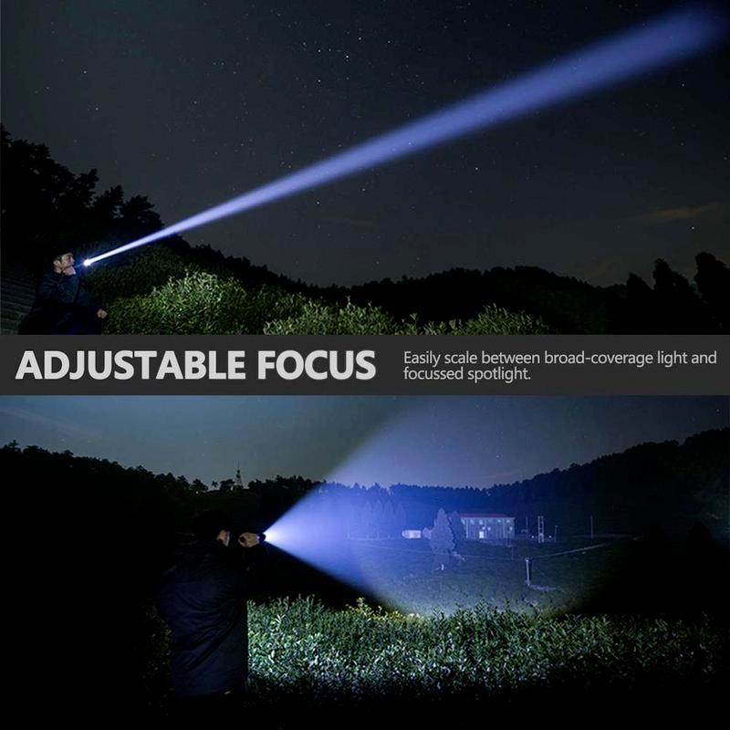 Super Bright XHP90 LED Flashlight 4 Core USB Torch Lantern Zoom 26650 USB Rechargeable Hand Light for Walking Camping,Fishing