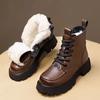 British style platform Martin boots, new velvet thickened snow boots in winter, cold-resistant and warm large cotton shoes