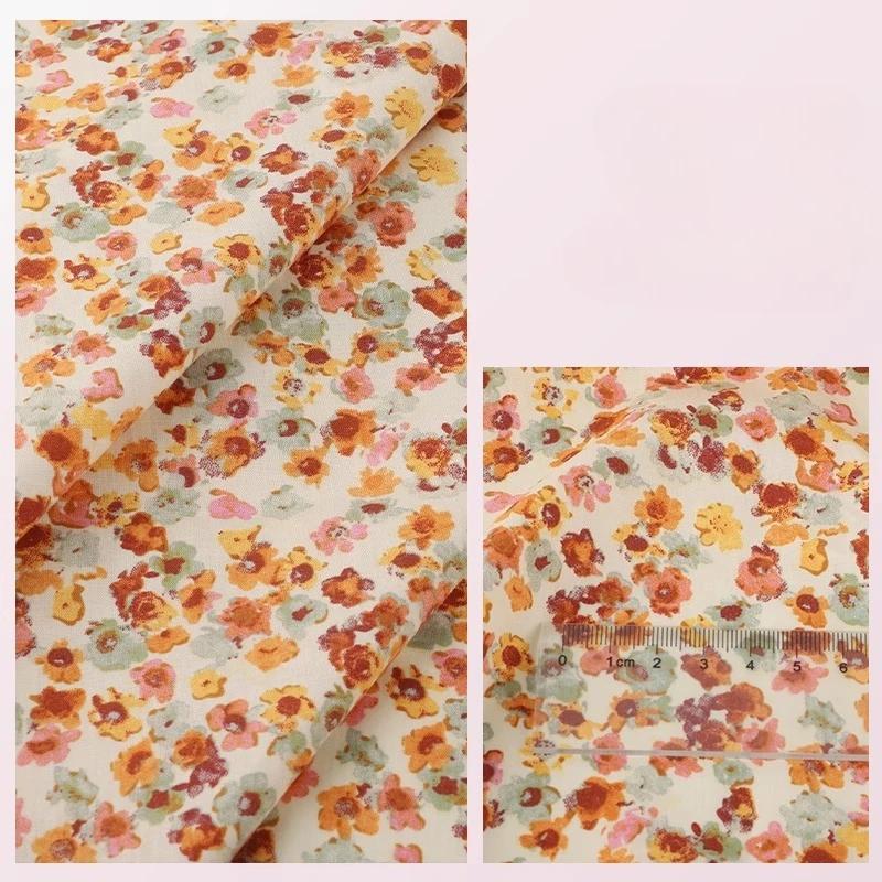 Wide 145cm Pastoral Flower Summer Poplin Cotton Fabric for DIY Children's Clothing Cloth Making Bedding Quilt Decoration Home