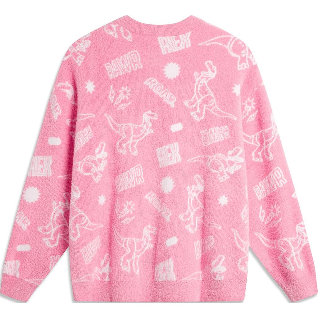 Li Ning X Disney Hugging Dragon Sports Trend Series Printed Crewneck Sweatshirt Unisex Sweatshirt Xianxia-Pink AMBU212-3