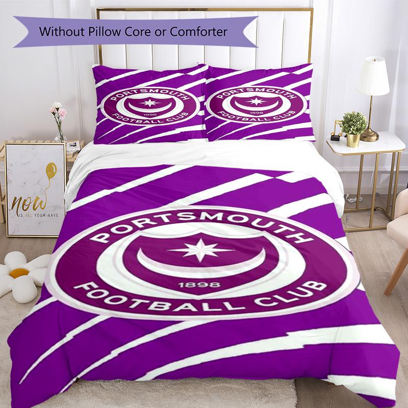 Ports-mouth Fc Anniversary Printed Pattern Duvet Cover Set – includes 1 duvet cover and 2 matching pillowcases Bedroom decor Christmas gifts