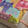 3pcs Colorful Cats Fitted Sheet Cartoon Cat Pattern 3D Print Gifts For Students Girls 100% Polyester Flat Sheet With Pillowcases