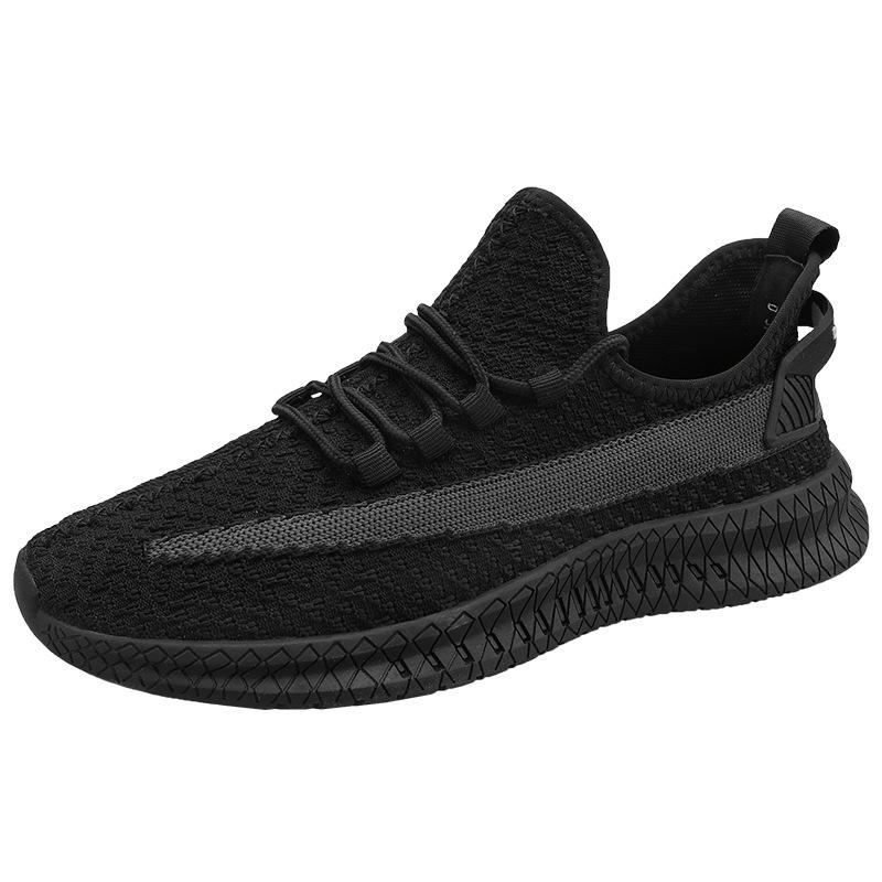

2024 new trendy shoes Korean version of trendy fashion fly-woven mesh cloth breathable casual men s shoes runway shoes 44 чорний