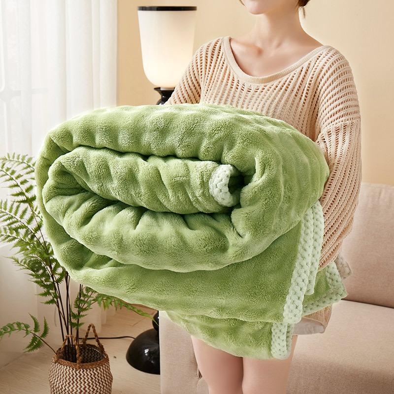 Winter Milk Fluff Blanket Office Sofa Nap Leisure Blanket Solid Color Bubble Fluff Blanket Thickened Warm Cover Blanket