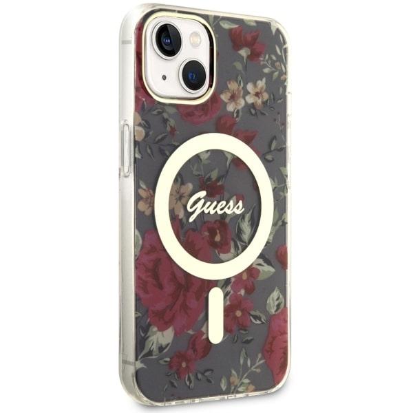 Etui Do iPhone 14 Plus Guess Flower MagSafe Zielone