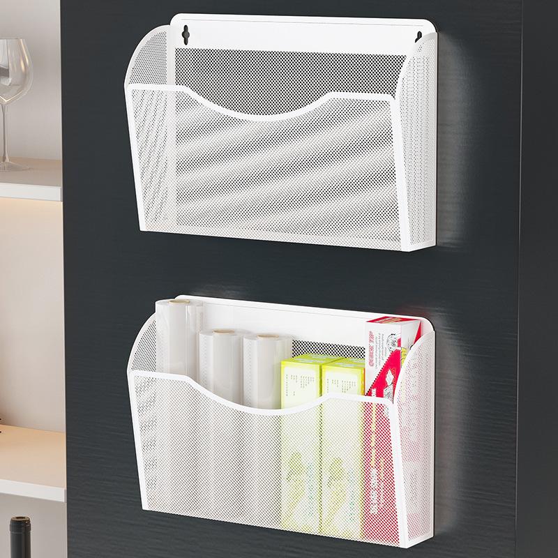 Magnetic Kitchen Storage Rack - Cling Film & Bag Organizer for Refrigerator