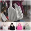 Solid Color Plush Handbag Korean Style Plush Shoulder Bag Kawaii Plush Tote Bag  Female/Girls