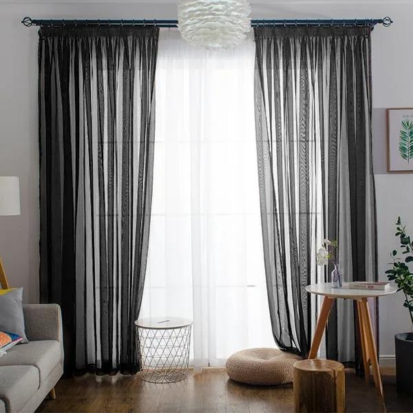 Basic Rod Pocket Sheer Voile Window Curtain Panels White One 1pc for Kitchen Bedroom Children's Room Living Room Decoration