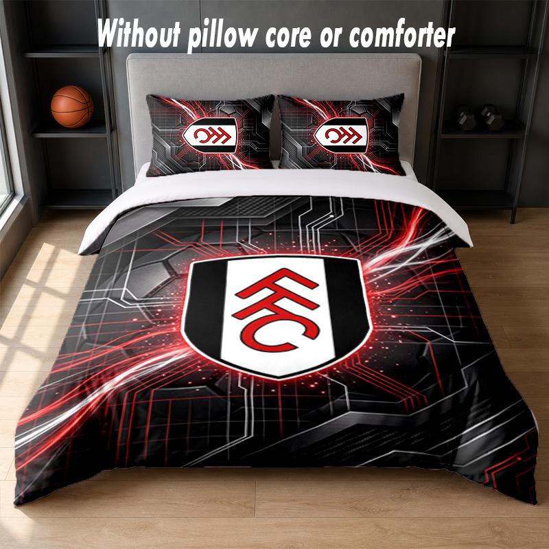 Fulham Voetbal Design Bed Beddengoed Set 1 Dekbedovertrek + 2 Kussenslopen Zacht Ademend Huishoudelijk Beddengoed