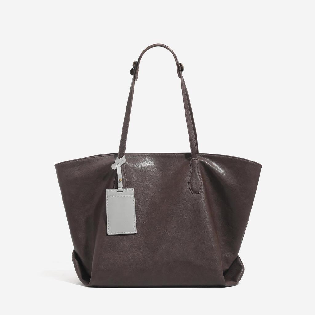 2024 Women's Black Soft Leather Tote Bag - Large Capacity, Versatile Korean Style, Perfect for Commute & Student Use