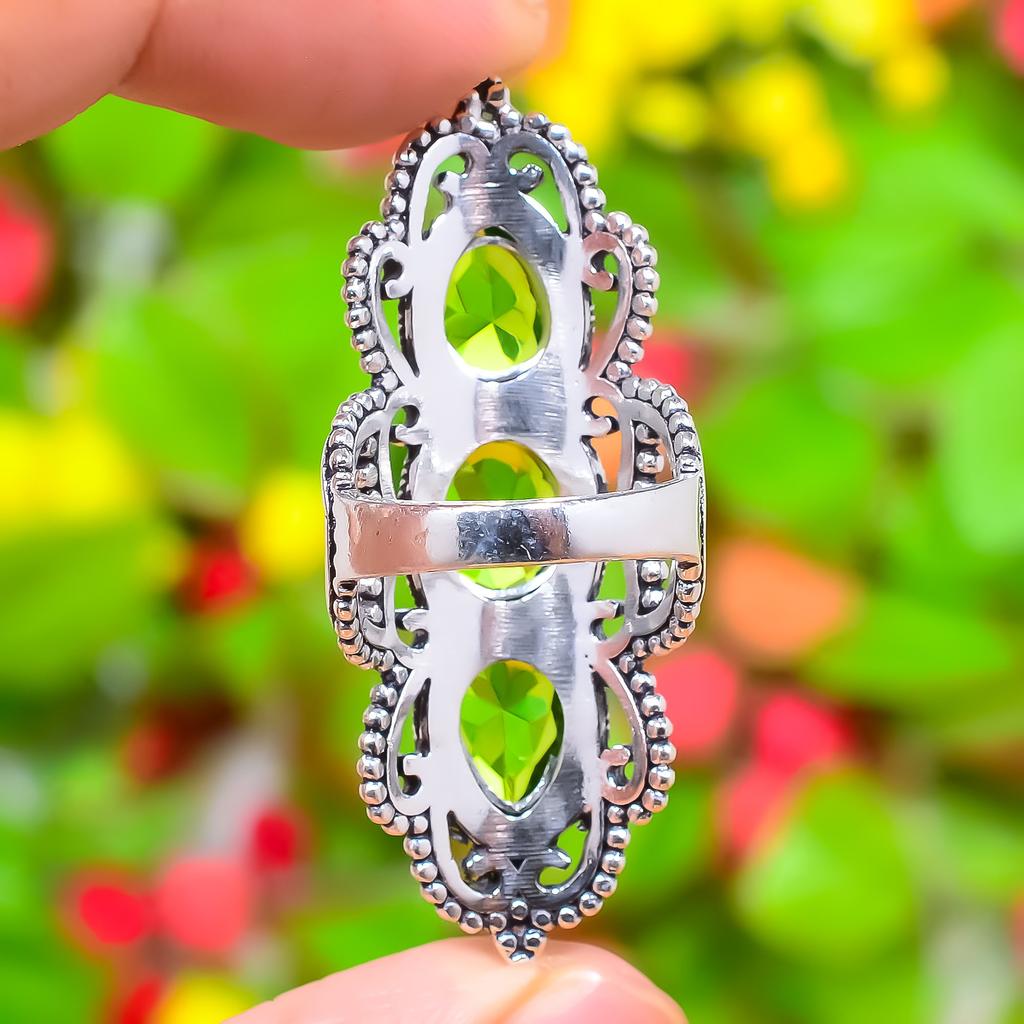 Peridot Gemstone 925 Sterling Silver Gift Jewelry Ring Size 6