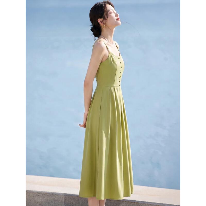Chushen Sweet French V-Neck Midi Slip Dress XL