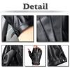 White Fang NT148 Fingerless Gloves, Simple, Solid Leather, Stylish Rock Style for Men (Black)