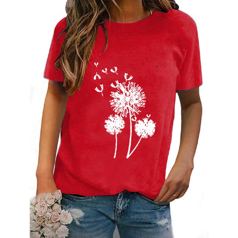 Women's Trend Round Neck Printed Fashion Short Sleeved T-shirt for Women Shirt