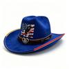 New Retro Western Cowboy Hat Men's and Women's Eagle Flag Print Hemming Wide-brimmed Top Hat Outdoor Riding Hat