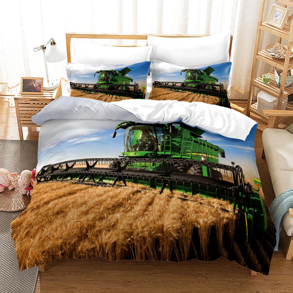 Bedding Three-Piece Set 3D Digital Printing Cool Tractor Series Bedding Three-Piece Set