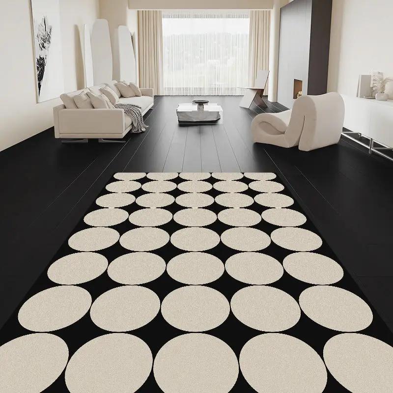 

Minimalist Chessboard Area Rug for Living Room Large Black & Beige Bedroom Carpet 80x120cm
