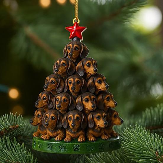 Christmas Acrylic Dog Hanging Decoration Holiday Party Winter Xmas Tree 2D Flat Acrylic Puppy