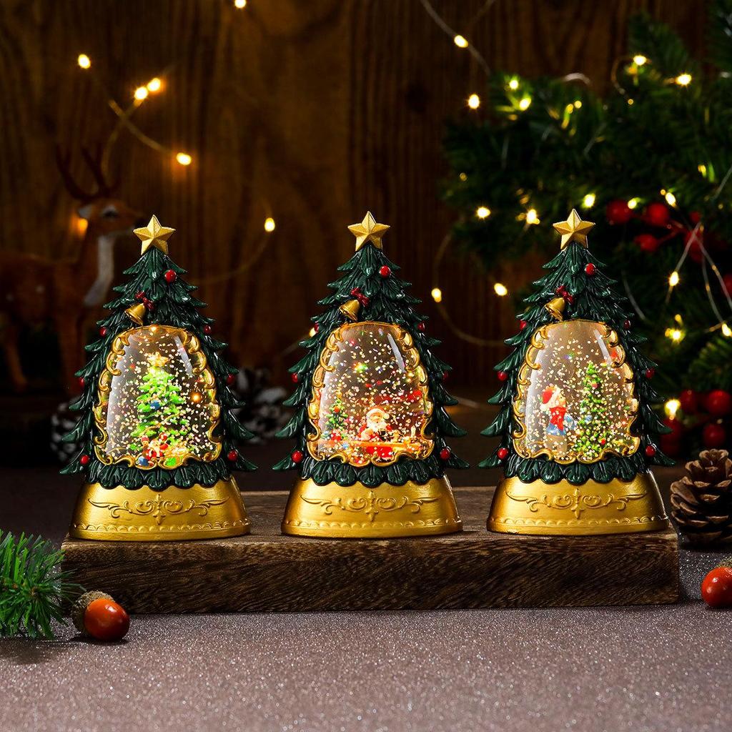 Lampada Candela Luminosa Albero di Natale Dipinto - Regalo per Bambini e Decorazione da Tavolo