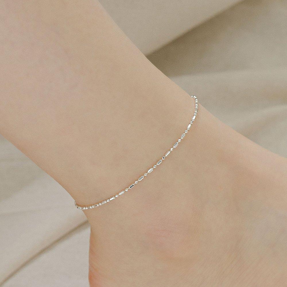 Mimi.J Jewelry 925 Silver Cut Sausage Chain Anklet