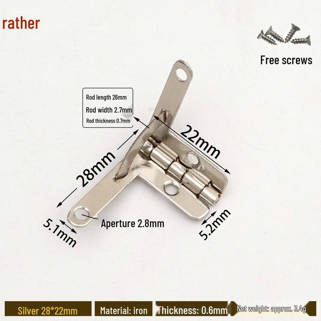 Retro Wooden Box Seven-Character 90° Iron Hinge - Small Leaf Hinge for Airplane-Style Hardware