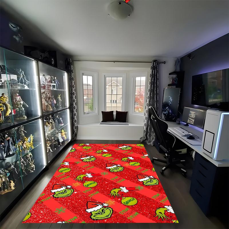 Grinch Printed Carpet, Rug for Office Chair Living Room Bedroom Kitchen Room Decor Gifts.