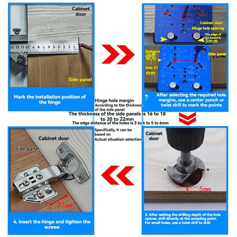 

A34R Concealed Hinge Jig Cabinet Door Hinge Jig Cabinet Hardware Marking Template For 26Mm 35Mm Hinges синій