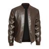 Locomotive trendy cool men's leather jacket autumn and winter stand-up collar pu youth windproof and warm casual trendy men's leather jacket