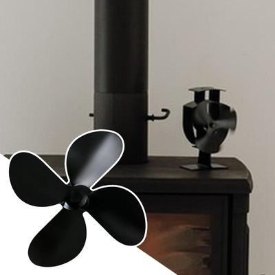 Fireplace Fan Black Leaves Aluminum Alloy Stove Fireplace Four Leaves Home Heating Warming Precise Fit Lightweight Stove Fan